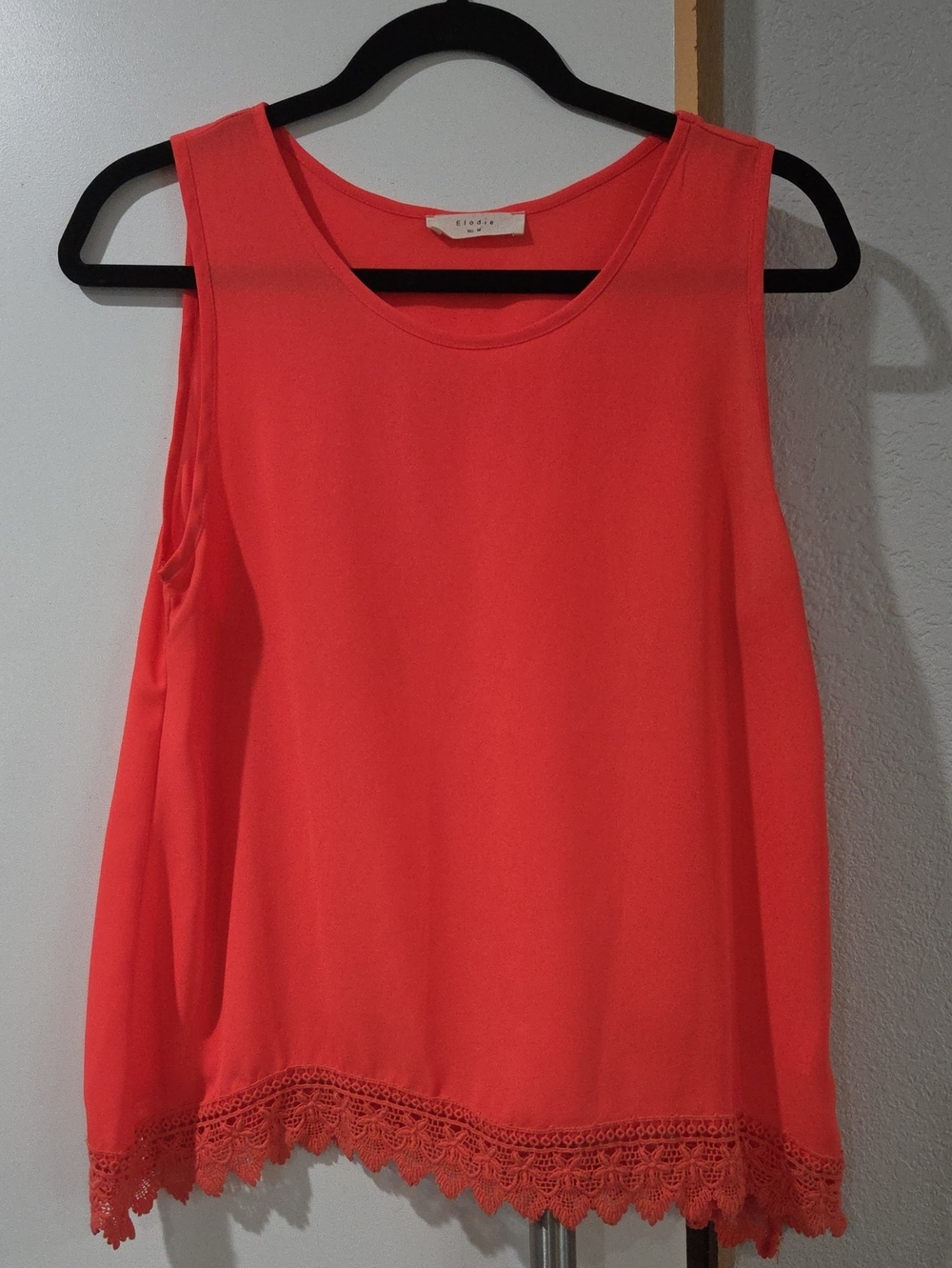 Elodie Coral Lace-Hem Sleeveless Tank